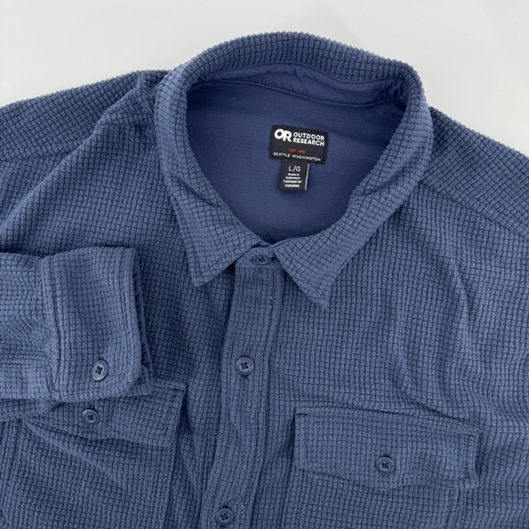 🧥 Jack Wolfskin Men’s Outdoor Button-Up Shirt – Blue Check|CHEST 25